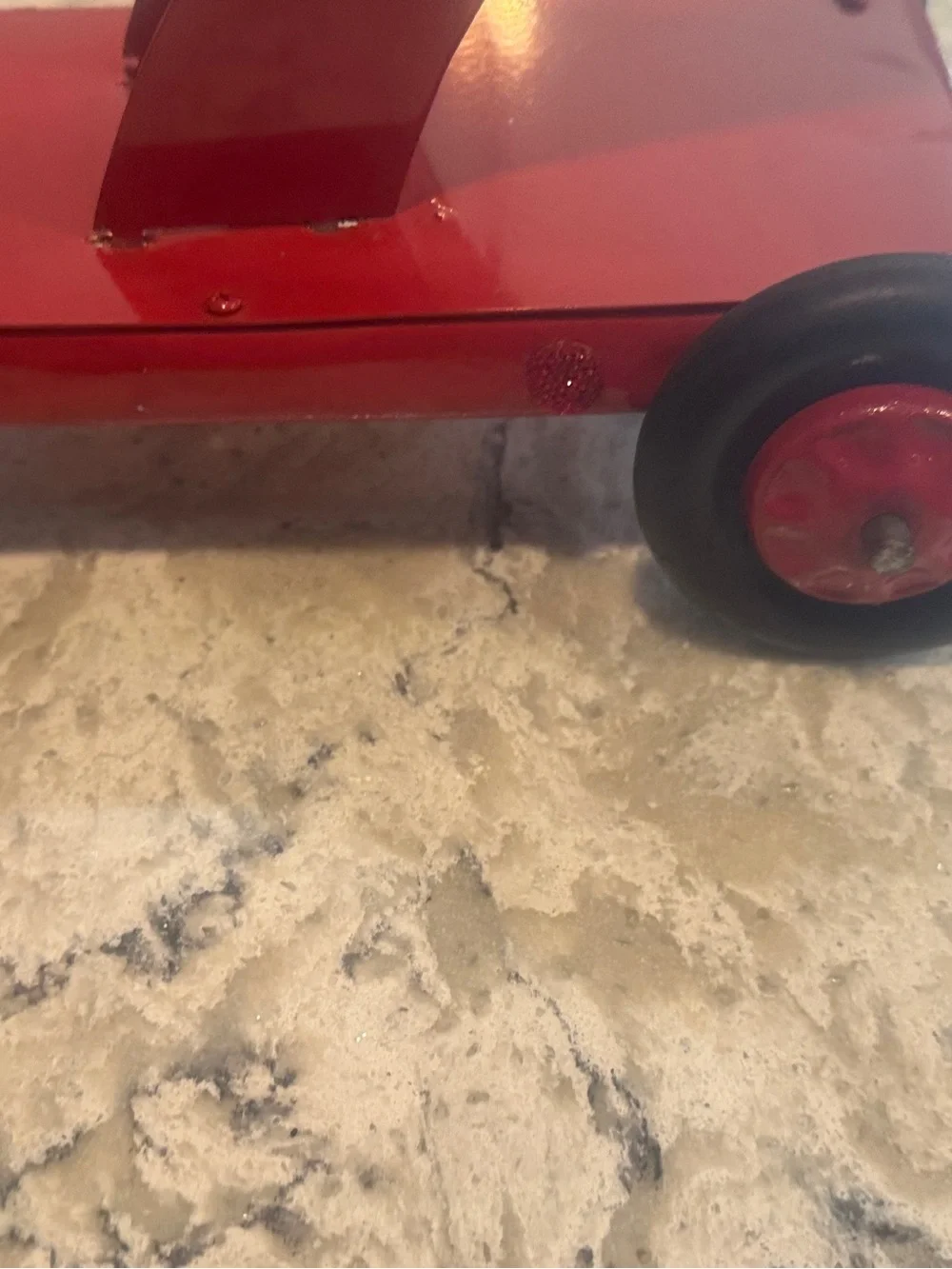 Black and Red Vintage Toy Tow Truck - Classic Kids Toy 20 inches long